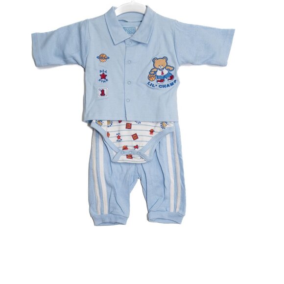 Teddy Room Size 6/9M Infant Lil Champ Blue 3-Piece Outfit Set - Picture 1 of 8
